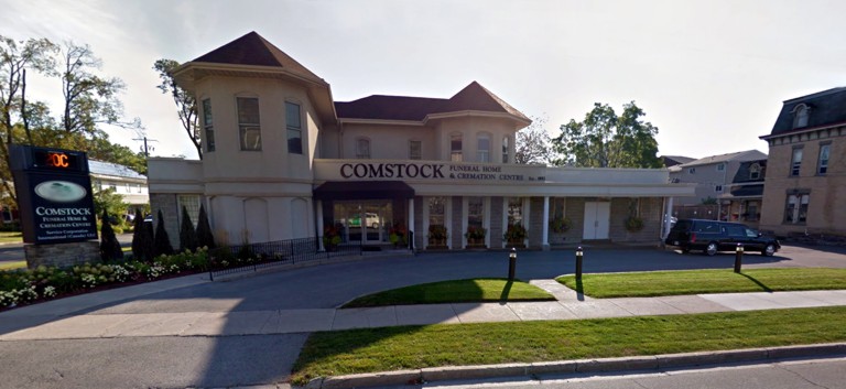 Comstock Funeral Home on Rubidge Street, Peterborough, from Google Street Maps 2015