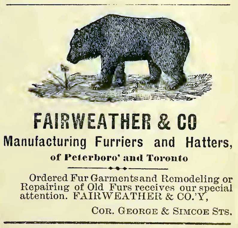 Fairweather & Company Furriers in Peterborough and Toronto 1897