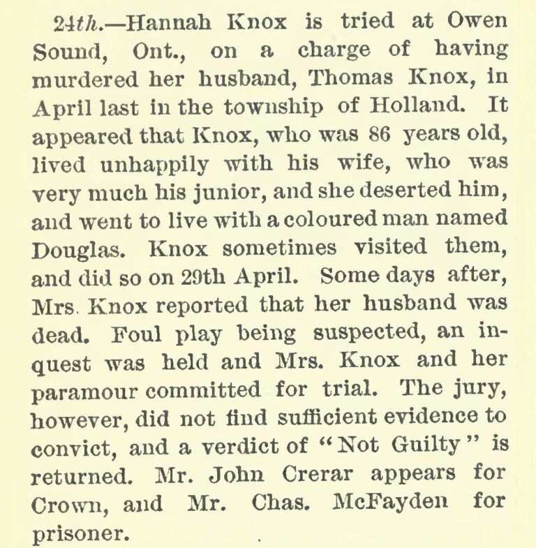 Newspaper Item - Hannah Knox Trial