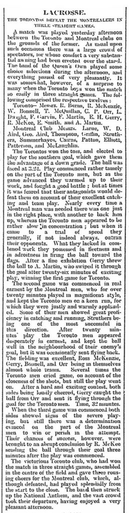 Lacrosse Game played July 1, 1881