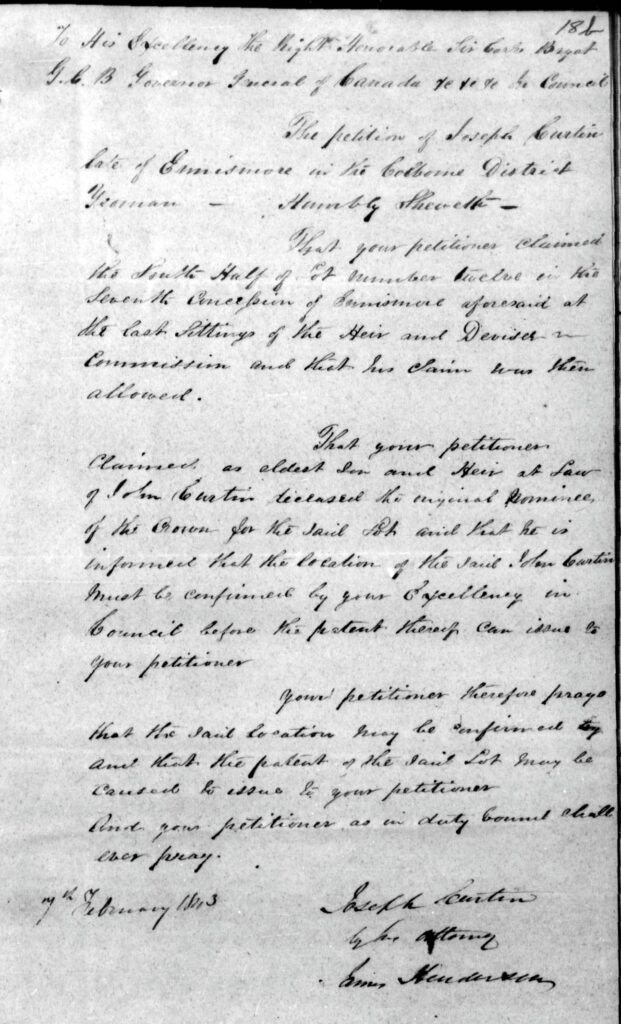 Joseph Curtin Letter 1843