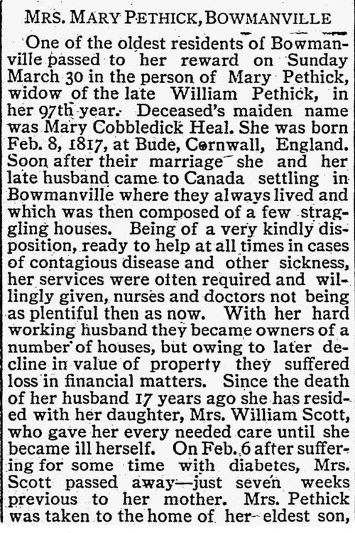 Mary Pethick Obit -part 1