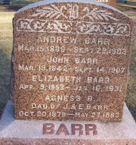 Andrew Barr headstone