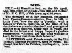 Death of Ann Hill