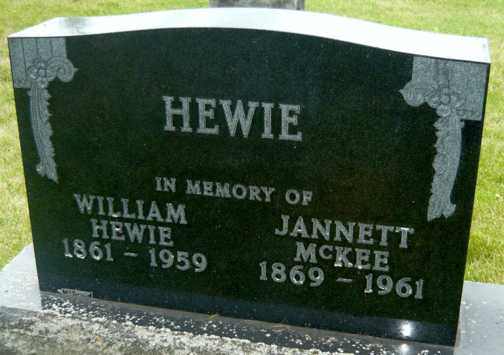 Janet McKee Hewie Headstone