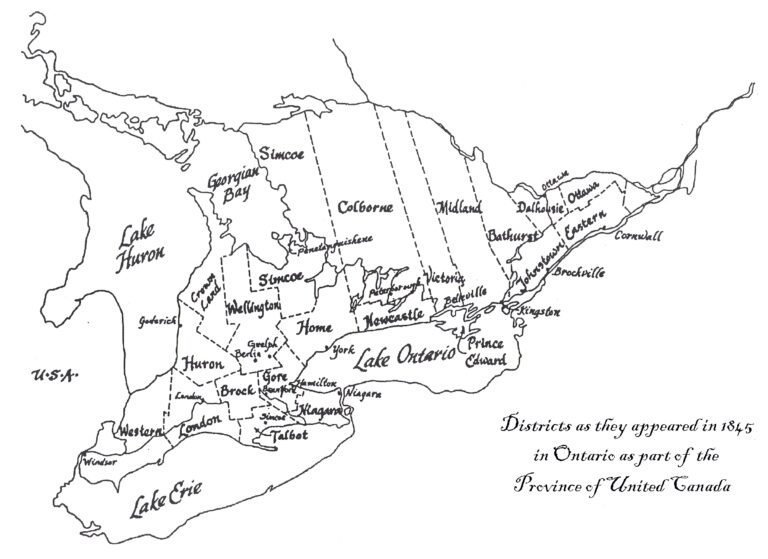 Upper & Lower Canada map 1840s